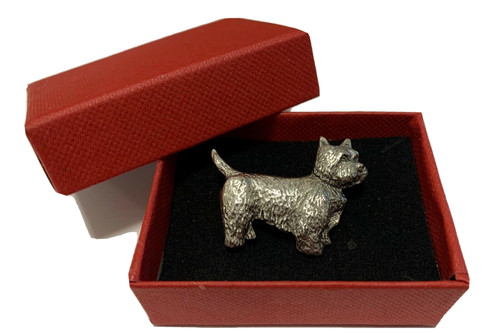 Westie silver pewter pin badge - westie,