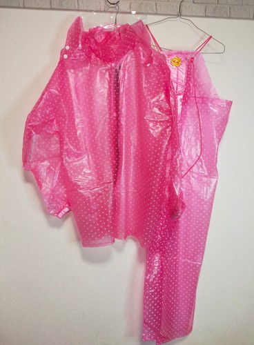 Pink pvc vinyl - pink, rainsuit