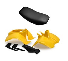 Plastics & Seat For Suzuki LT50 Yellow Front,Rear Fender,Nose Cone & Mudflaps