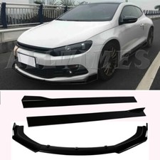 Car Side Skirts+Front Bumper Lip Spoiler Chin Splitter For VW Scirocco R 2008-17