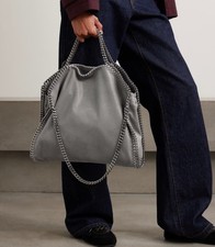Authentic Stella McCartney Falabella Mini Shoulder Hand Bag Leather Gray 8403M