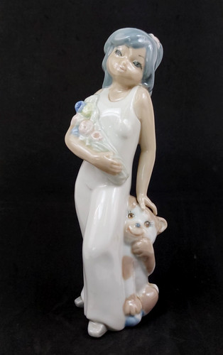 Casades girl dog porcelain - girl, &