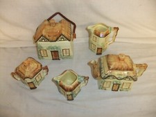 Keele Staffordshire Pottery Cottage Ware - vintage hand painted teapots 4C4B #