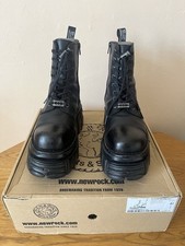 New Rock Black Leather Chunky Tower Platform Boots Size UK 7/Eu 41 ⭐️FREEPOSTAGE