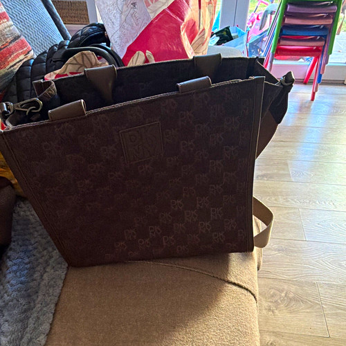 Dkny brown logo canvas tote - dkny,