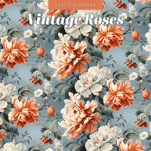 Vintage roses 2027 - vintage, square