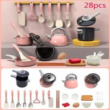 28Pcs Kids Play Kitchen Toy Childrens Cooking Utensils Pots Pans Accessories Set