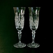 GALWAY LONGFORD CHAMPAGNE FLUTES, Cut Lead Crystal, 8 1/8", 8 Oz, IRELAND, 2PCS