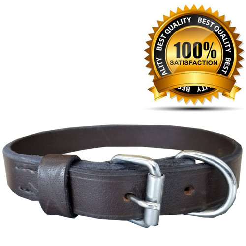 Leather dog collar heavy - leather, duty