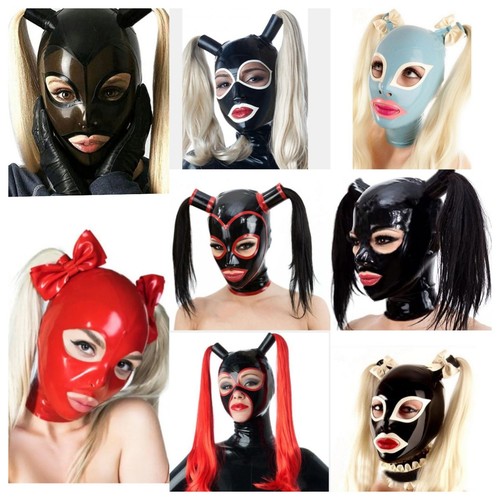 Black latex rubber double tail - black,