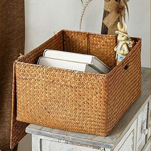Yellow seagrass woven storage - yellow,