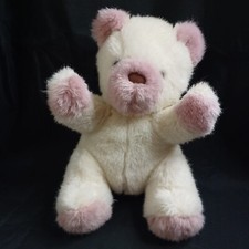 Vintage Tebro White & Pink Teddy Bear Plush Soft Toy 10"