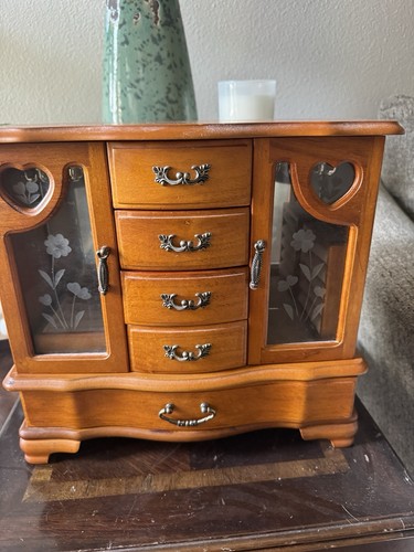 Vintage brown wood glass - brown, &