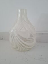 VINTAGE NAILSEA Or Murano LARGE GLASS WHITE SWIRL PATTERN VASE Handblown Clear 