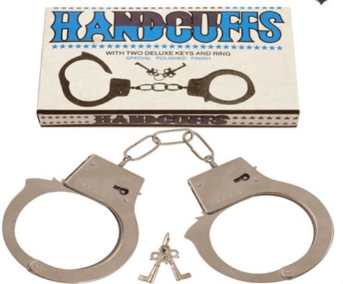 Metal handcuffs with two - metal,