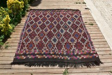 Turkish Kilim 63''x80'' Handwoven Adana Cicim Kilim 162x205cm Vintage Tent Rug