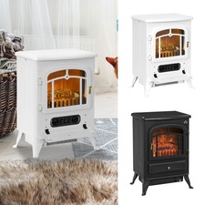 Fireplace Electric Heater Metal Log Burning Flame Effect Living Room Stove 1850W