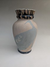 Vtg Pottery Blue & Natural