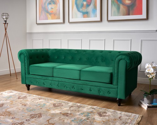 Chesterfield sofa suite velvet - sofa,