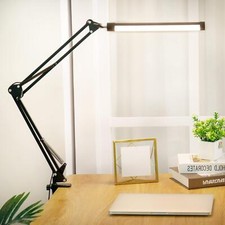 LED Desk Lamp Adjustable Swing Arm Table Light Clamp 10 Brightness Level 3 Modes