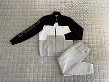 Lacoste Men’s Colour Block Matching Tracksuit Set Size L Black White Grey BNWT