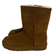 BEARPAW Elle Suede Sheepskin Boot with NeverWet-Hickory-Size 10-NEW