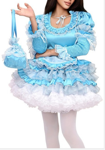 Sexy sissy maid blue - blue, satin