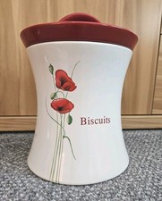 Dunelm Ceramic Poppy Cookie Jar Biscuit Barrel Storage Container Red Poppies