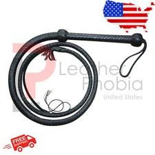 Leather Handmade Costume Bullwhip 4 Feet Long 12 Plaits Black Indiana Jones