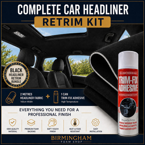 Black car headliner fabric - black,