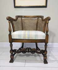Walnut Bergere Cane Armchair