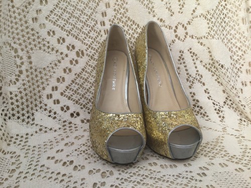 Gold sparkly open toe - , party