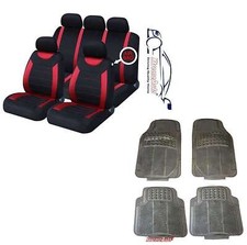 CARNABY RED CAR SEAT COVERS+RUBBER FLOOR MATS For Vauxhall Astra Corsa Insignia
