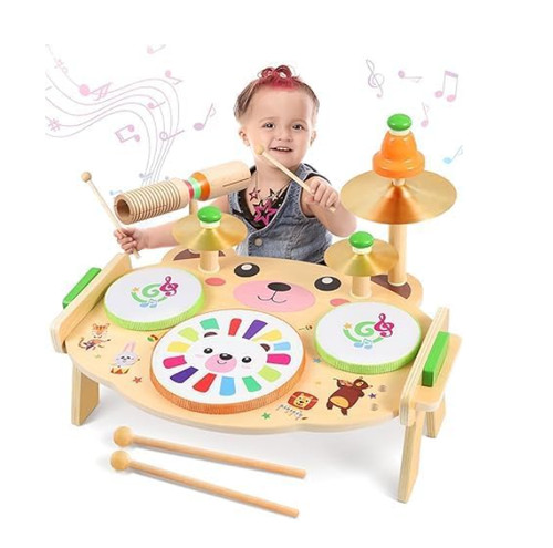 Kids wooden drum kit - drum, musical