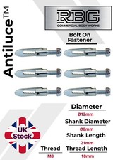 6X Antiluce™ Fastener M8 x 18mm Bolt-On | Drop Lock Horsebox, Trailer-Tailgate