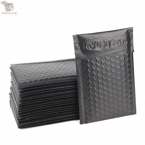 Black poly bubble - black, padded
