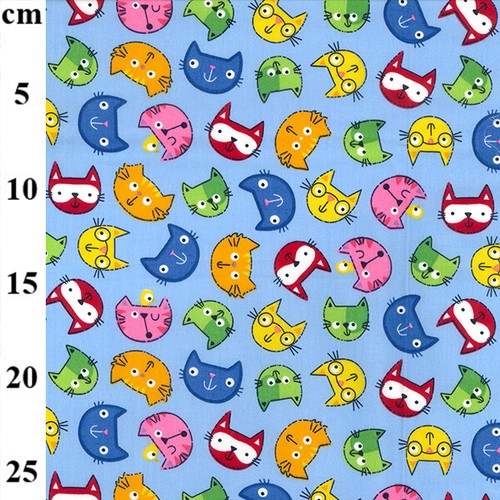 Cotton fabric cute kitty cat - fabric,