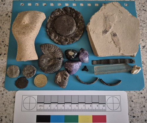Fossils gemstones coins - gemstones, roman