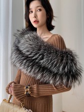 Women Real Fox Fur Scarf Shawl Wraps Neckerchief Winter Warm Cape Party Dinner