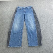 Mother Jeans Womens 31 Blue Black The Half-Pipe Flood Two Tone Cropped Made USA