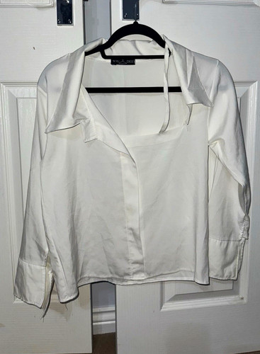 White satin solid collared - solid,