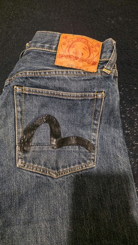 Evisu bootcut blue denim jeans - bootcut,