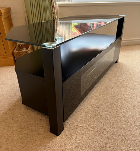 Black glass stand 1100mm - glass, tv