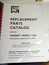 Norton Triumph Replacement Parts Catalog Trident T160   1975