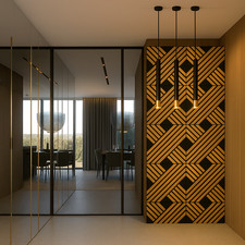 Light Oak & Black Slatted Wall