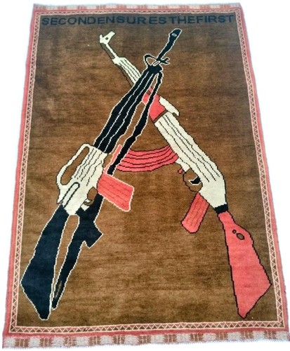 Handmade afghan wool war rug - wool,