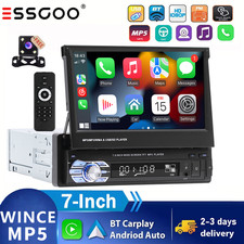7" Single 1DIN Flip out Touch Screen Car Stereo Radio Bluetooth MP5 Player+CAM
