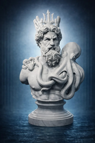 Poseidon kraken bust - &,