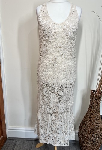 Beige crochet maxi dress size - crochet,