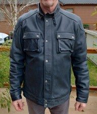 Frank Thomas Spitfire Grey Leather Motorcycle Jacket Size 44